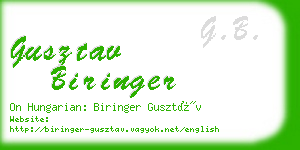gusztav biringer business card
